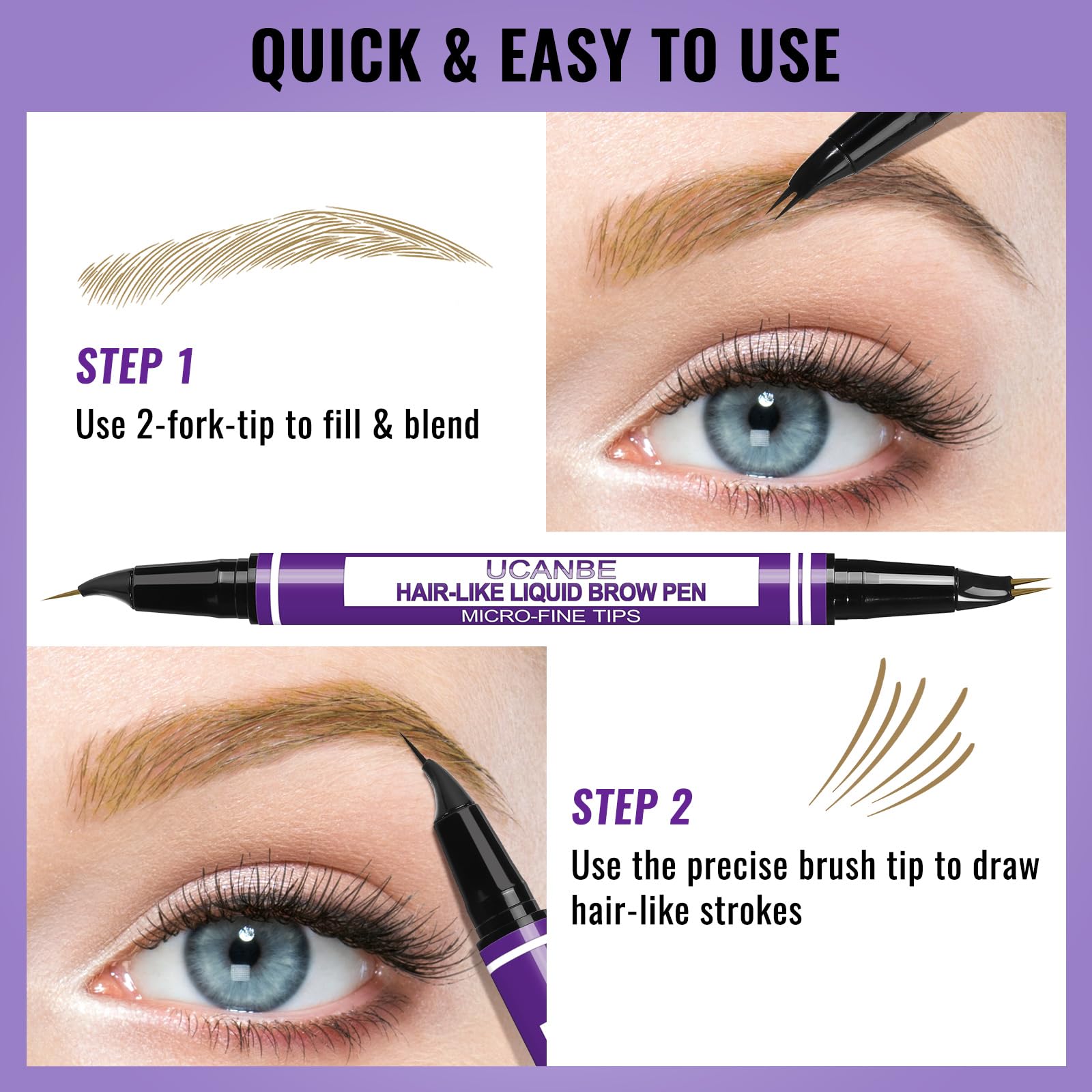 UCANBE Eyebrow Pen precise brush tip defines hair-like strokes