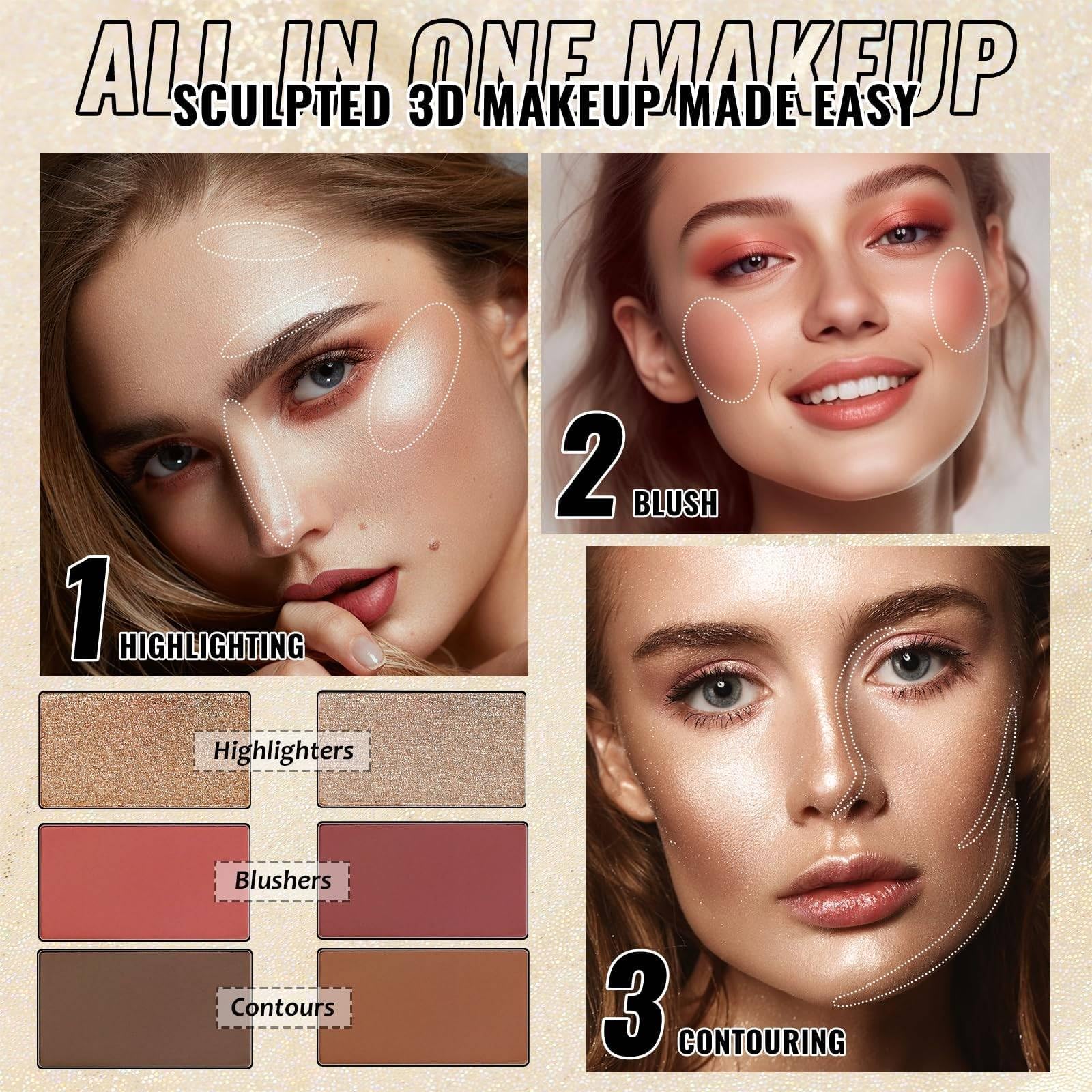 UCANBE Eyeshadow Palette glitter and shimmer shadows provide radiant topcoats.