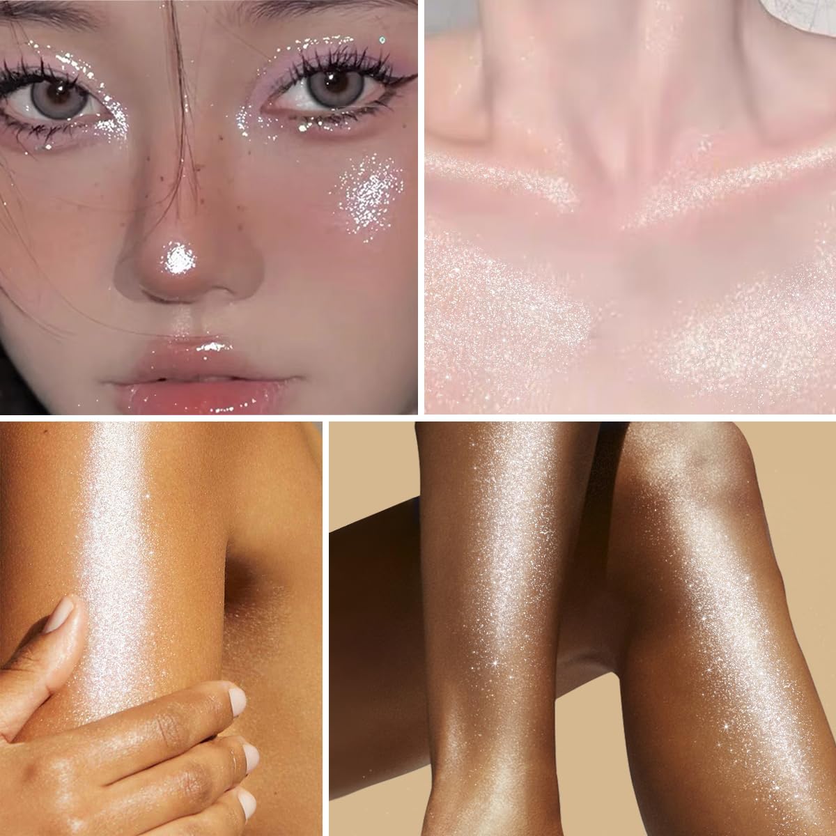 UCANBE face and collarbone glow highlighting décolletage