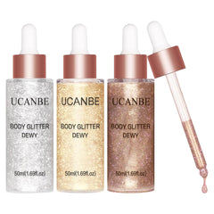 UCANBE Glow Shimmer Drop Champagne Gold-01 bottle delivers radiant glow on skin