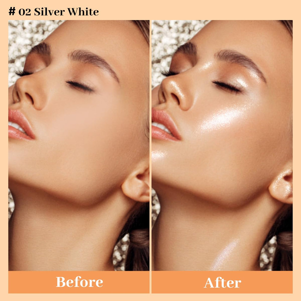 UCANBE Glow Shimmer Drop forearm swatch highlights hydrating, lightweight shimmer