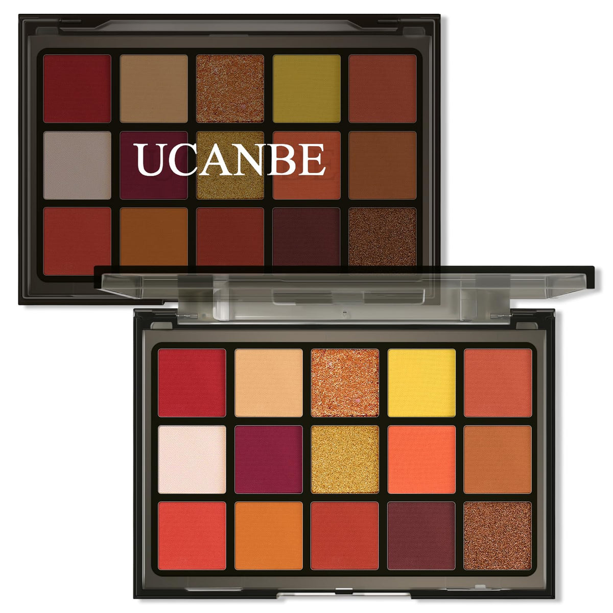 UCANBE Orange Eyeshadow Palette compact case with vibrant shades for travel-ready looks