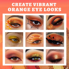 UCANBE Orange Eyeshadow Palette texture closeup highlighting creamy blendable pigments