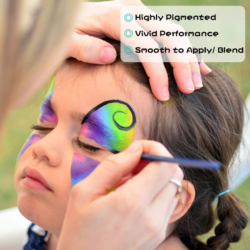 UCANBE party-friendly face paint session demonstrates fun for birthdays and festivals.