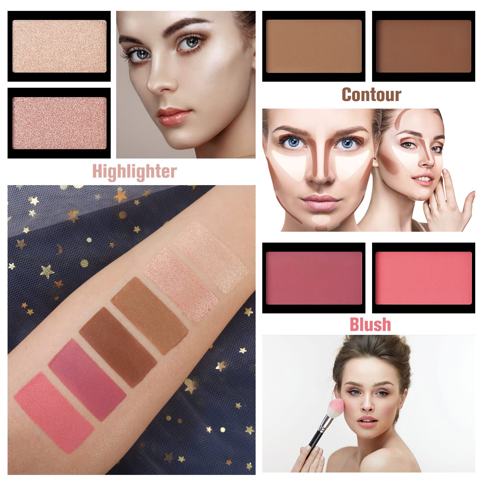 UCANBE Pretty All Set blush-highlighter-contour trio for sculpted cheeks and glow.