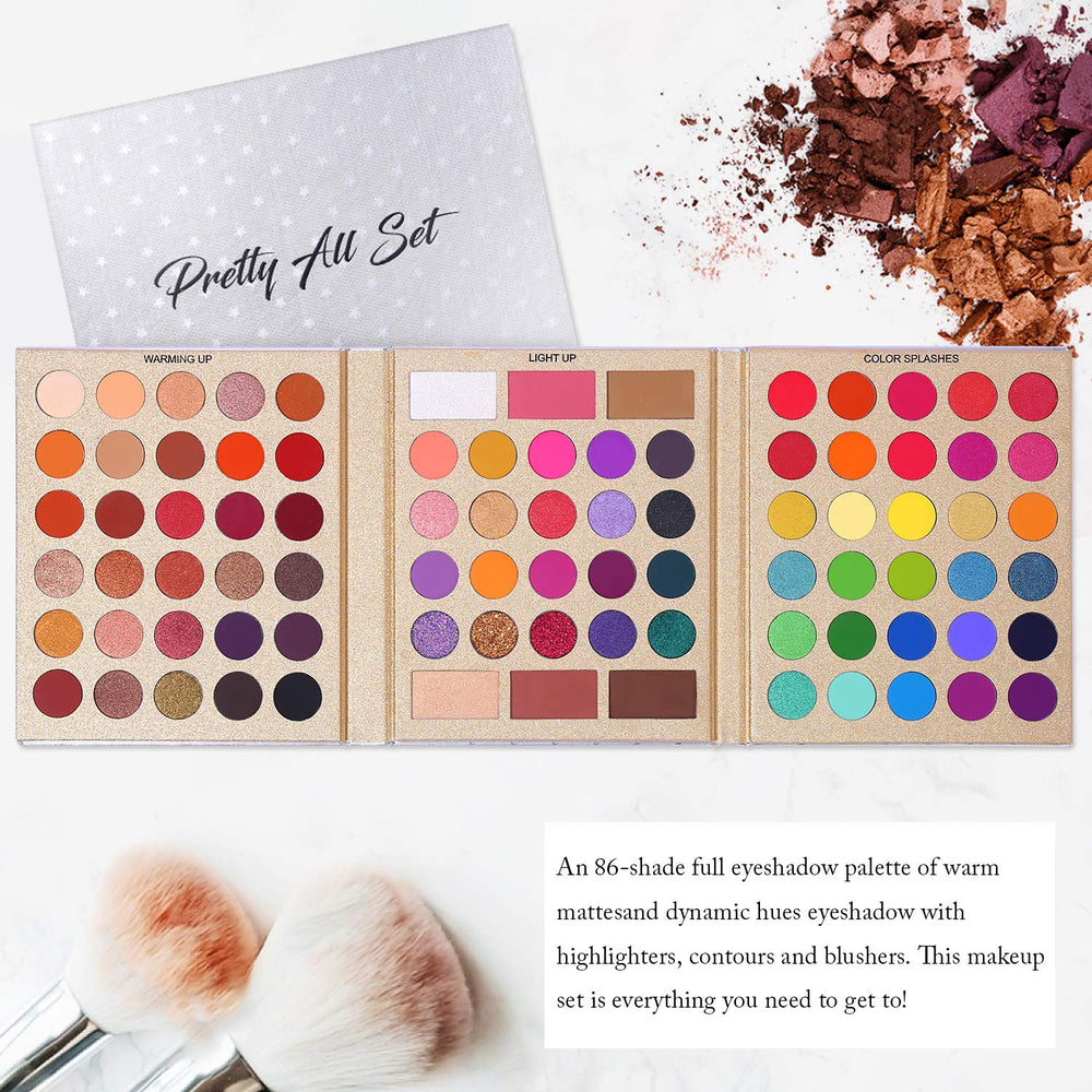 UCANBE Pretty All Set palette includes blush, contour, and highlighter for complete sculpted looks.