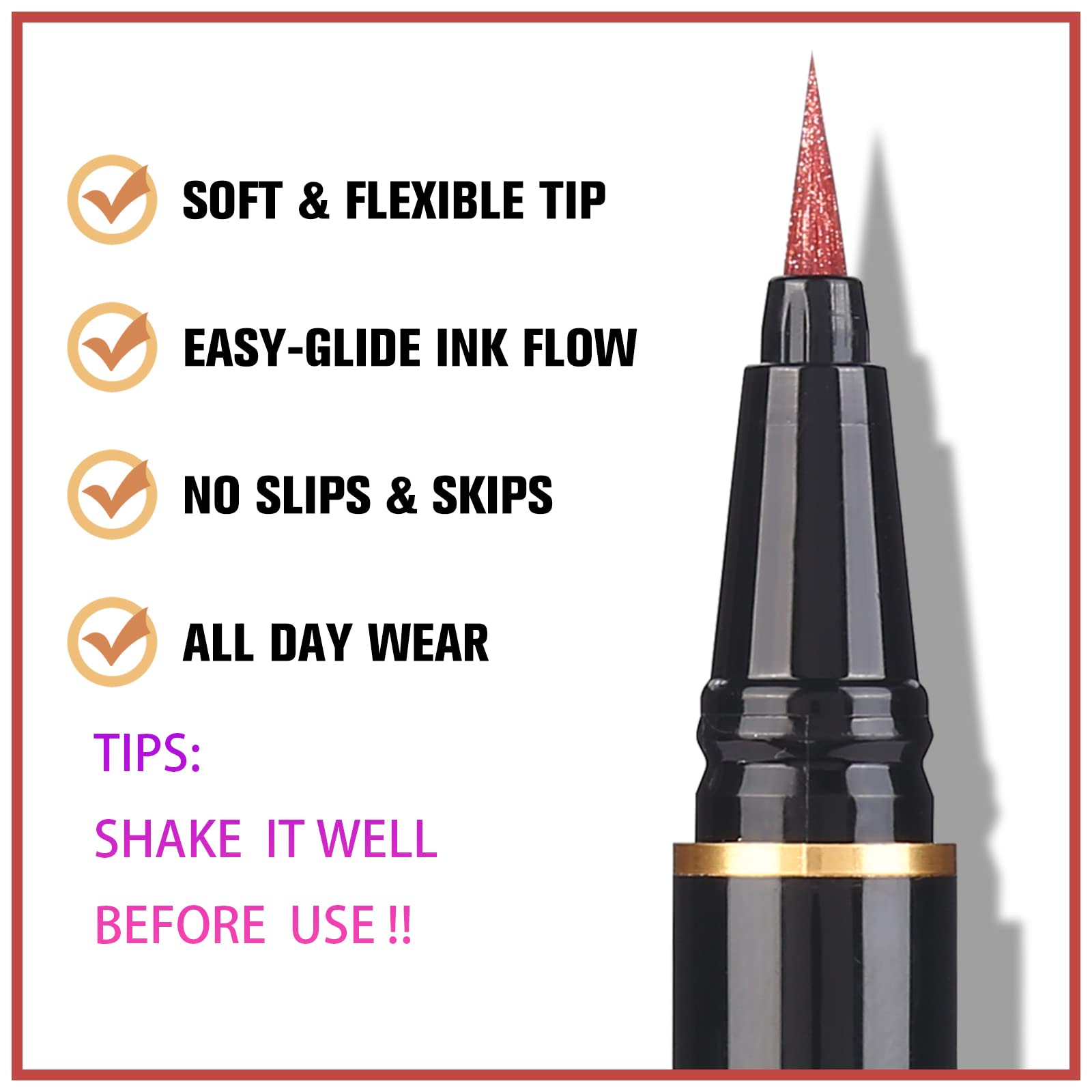 UCANBE quick-dry long-wear eyeliner image demonstrates fast-set finish without flaking.