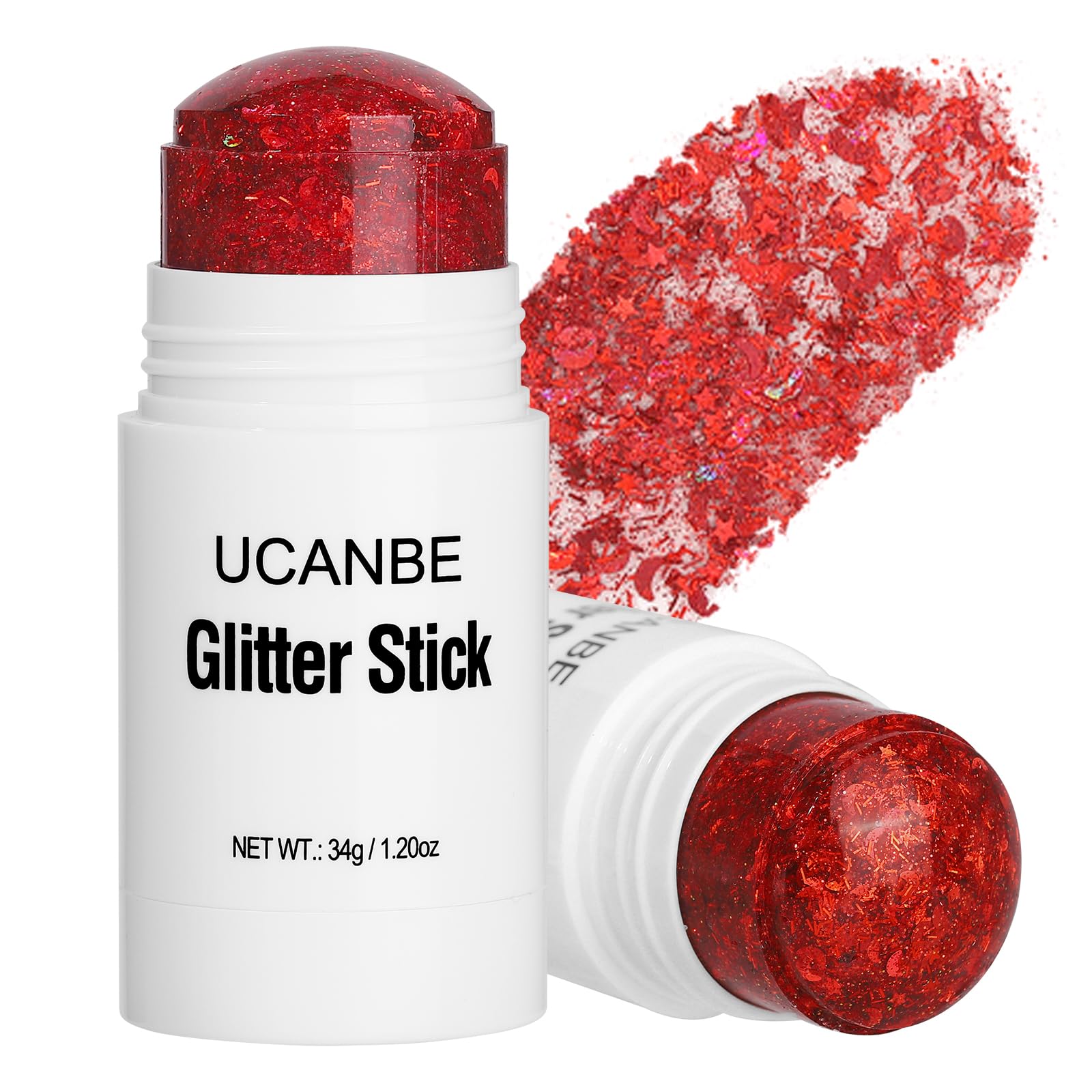 UCANBE Red Body Glitter Stick green swatch for festival-ready glow