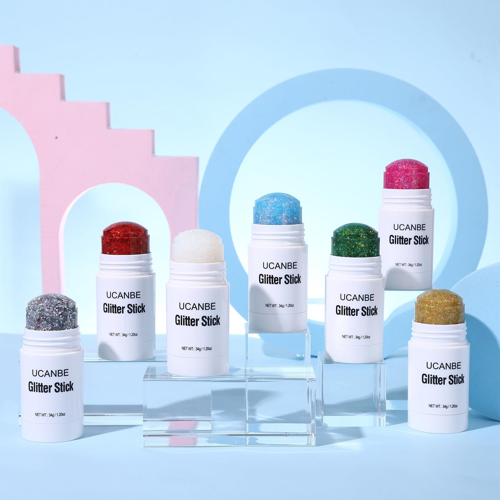 UCANBE Red Body Glitter Stick white glitter for light-reflecting accents