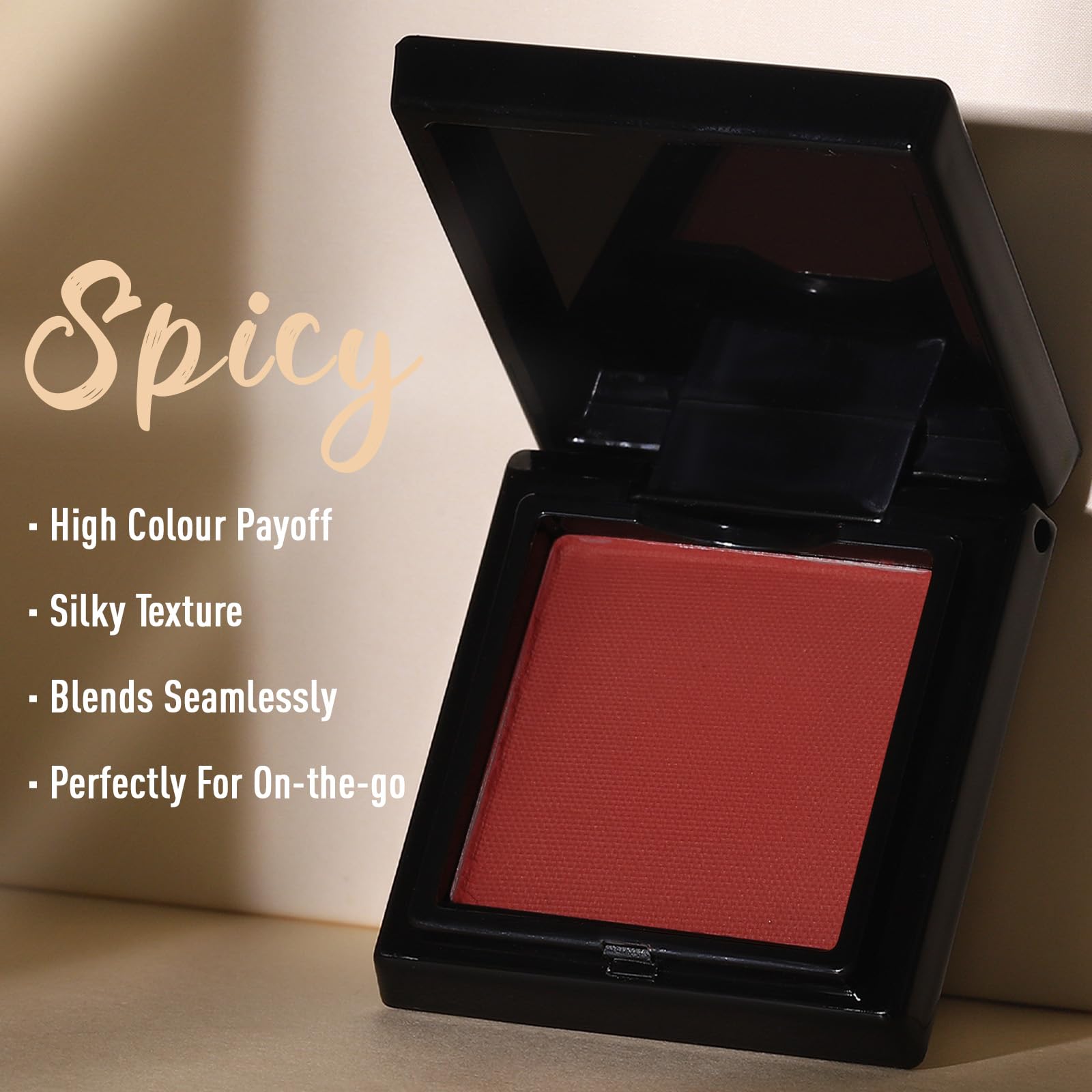 UCANBE Red Single Eyeshadow Palette application-blend demonstrates silky, seamless color build.