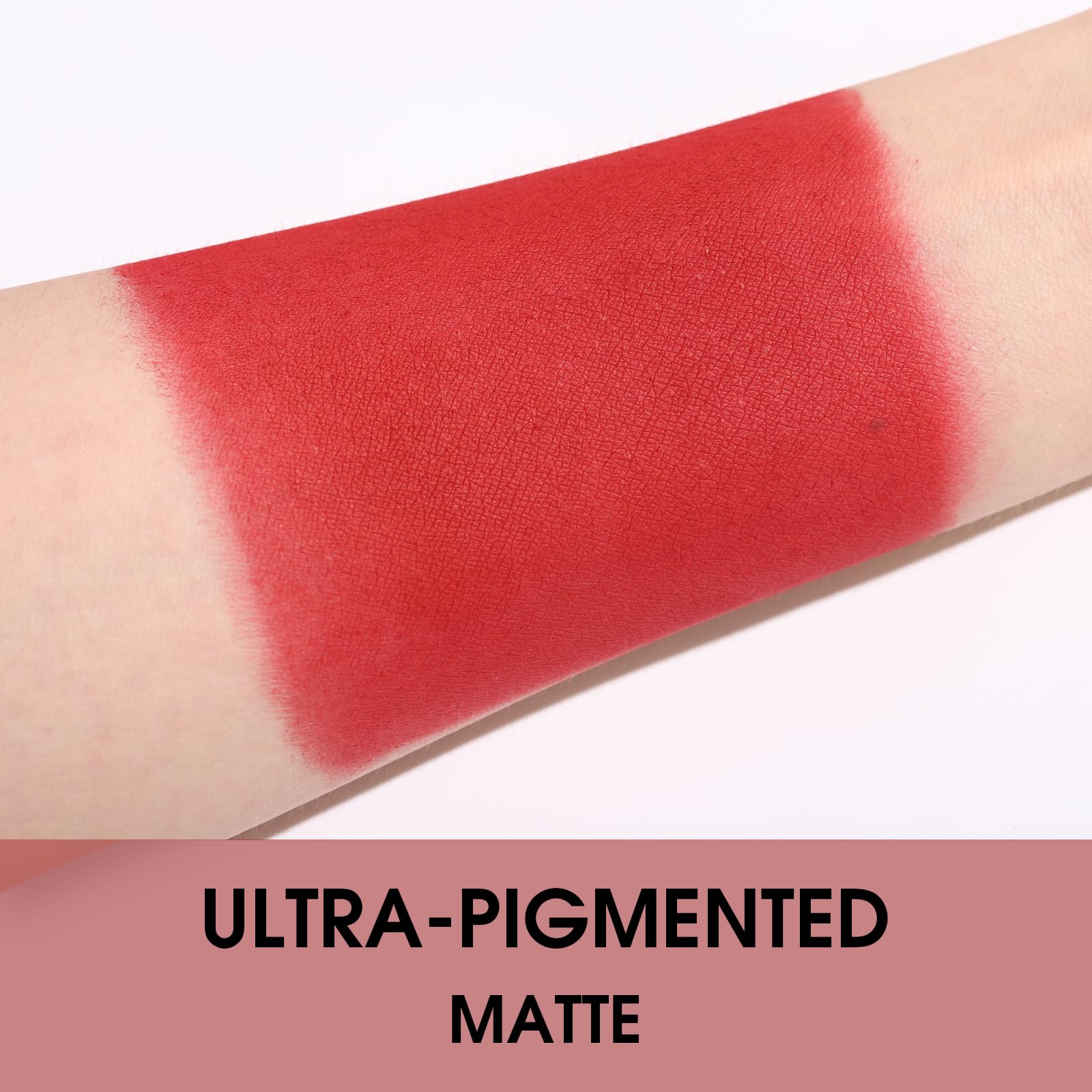 UCANBE Red Single Eyeshadow Palette matte swatch dusty rose adds everyday neutral depth.