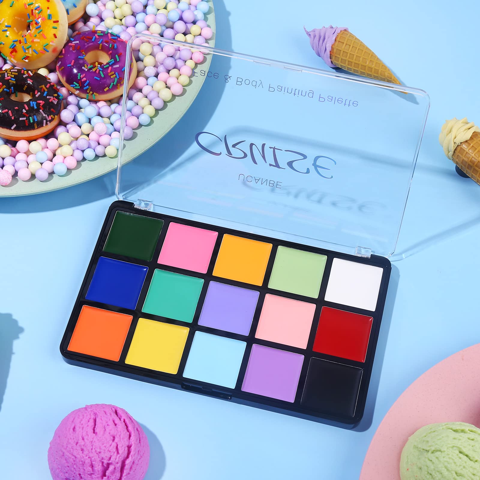 UCANBE removable oil-based paint wipes off with olive oil or makeup remover.