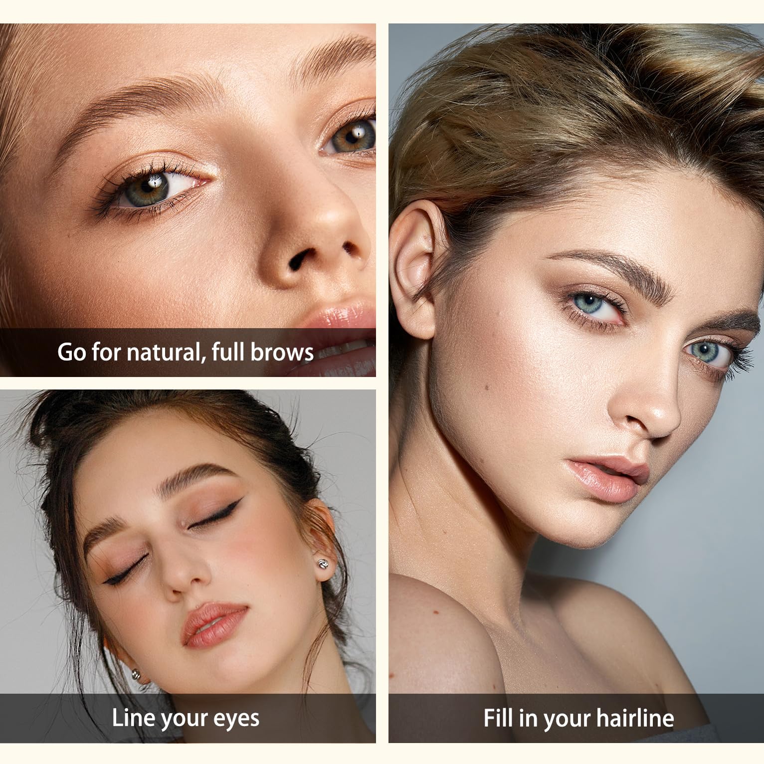 UCANBE quick-dry and smudge-proof finish keeps brows and liner intact longer.