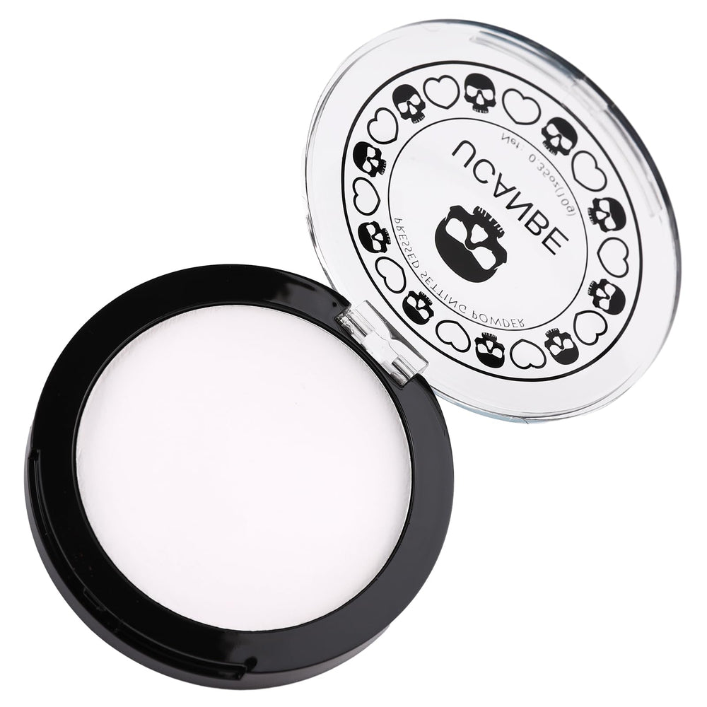 UCANBE white powder on face during Halloween shows reliable setting and matte finish