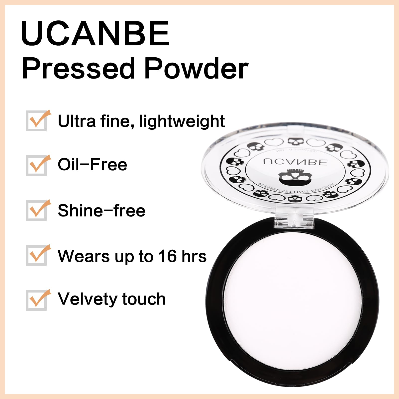 UCANBE white powder texture close-up highlights oil absorption for shine-free look
