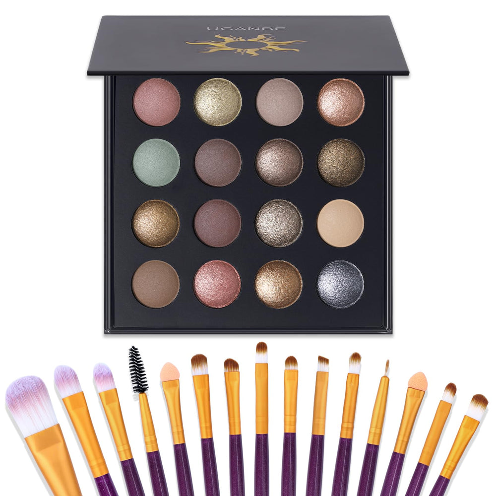 UCANBE 16-color baked eyeshadow palette closed shows versatile shades for everyday looks