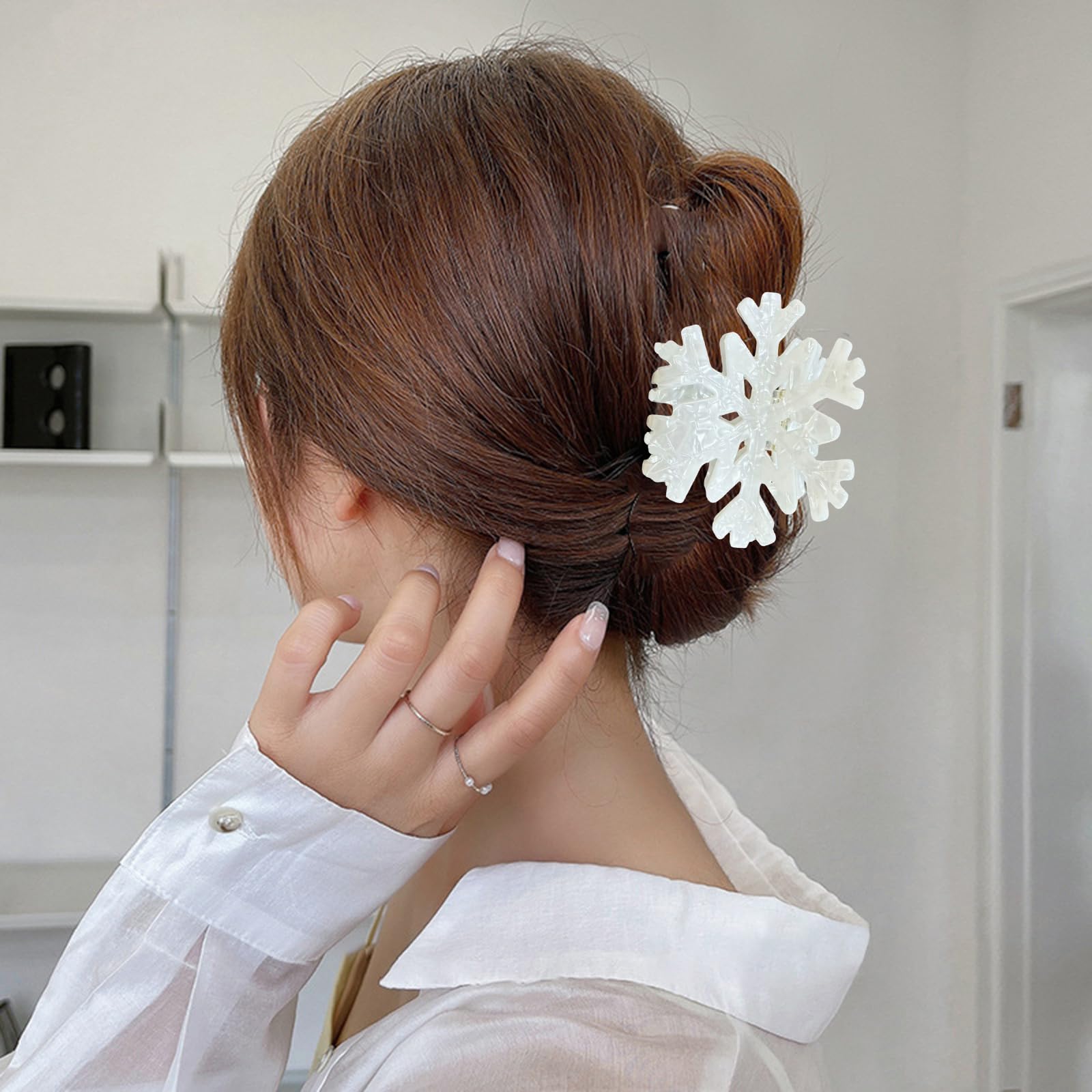 UCCASA Christmas Snowflake Hair Clip detailed accents elevate winter looks with pearl decor.