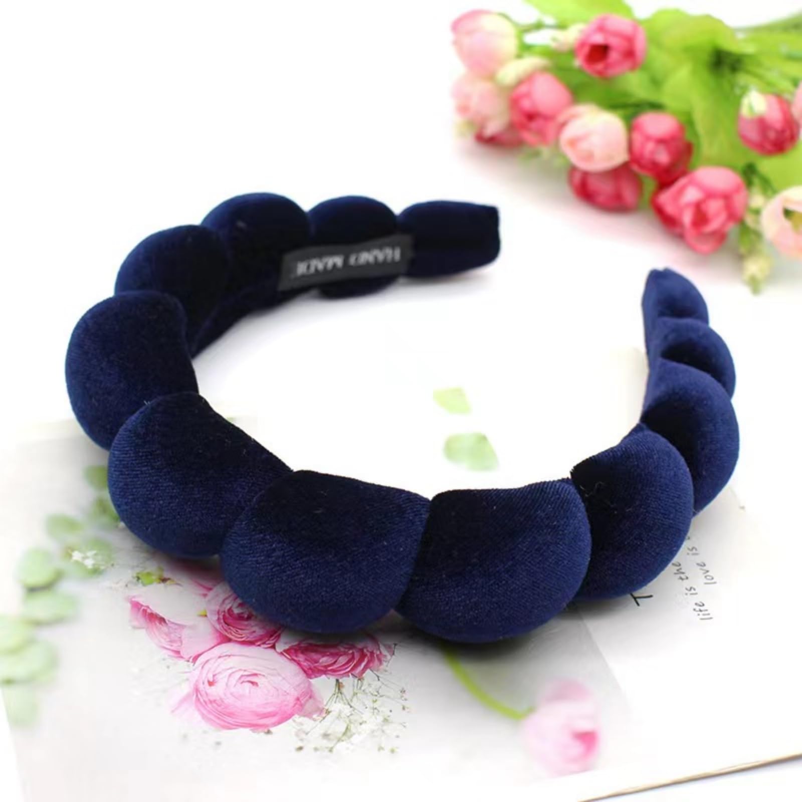 Uchyius navy blue wide headband side view highlights non-slip design