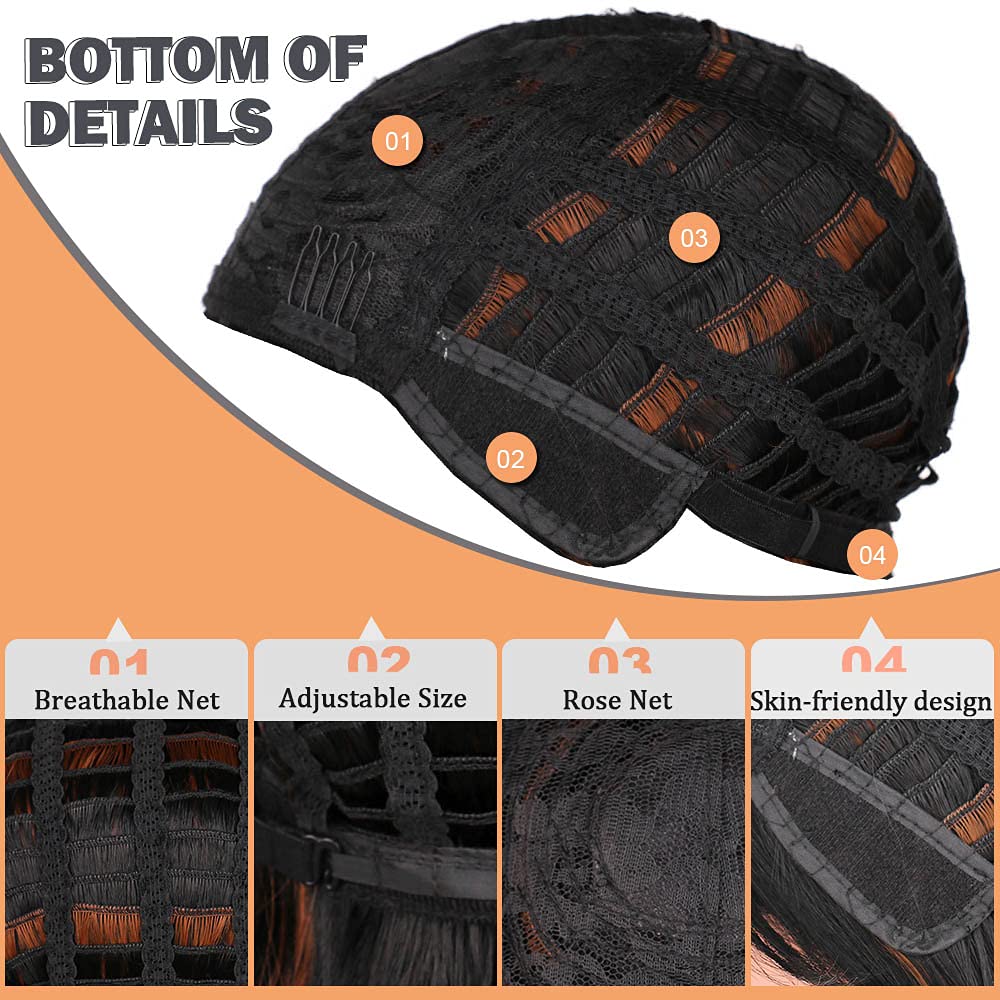 Ucubb bangs and bob wig with cap design for comfort