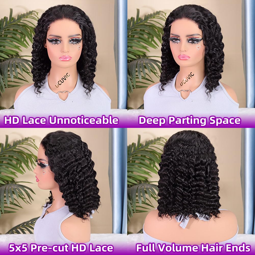 UCUVIC Curly Bob Wig bleached knots for a natural look.