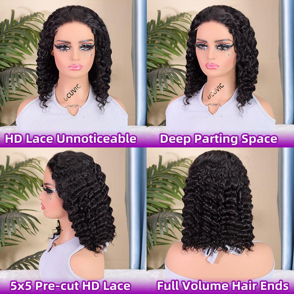 UCUVIC Curly Bob Wig bleached knots for a natural look.