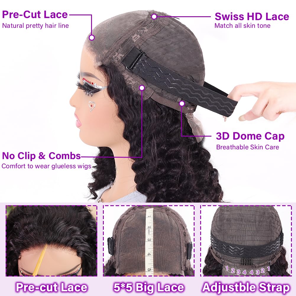 UCUVIC Curly Bob Wig elastic dome cap for secure, comfortable wear.