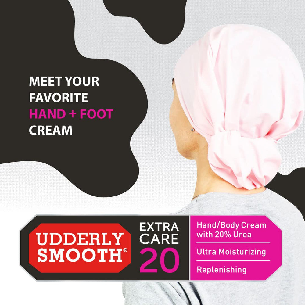 Udderly Smooth Extra Care 20% Urea cream texture swatch demonstrates deep hydration for dry skin