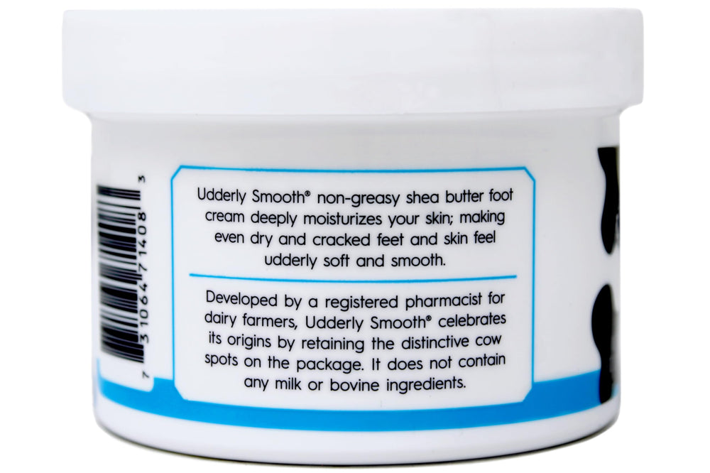 Udderly Smooth Foot Cream non-greasy formula close-up ready for everyday use.