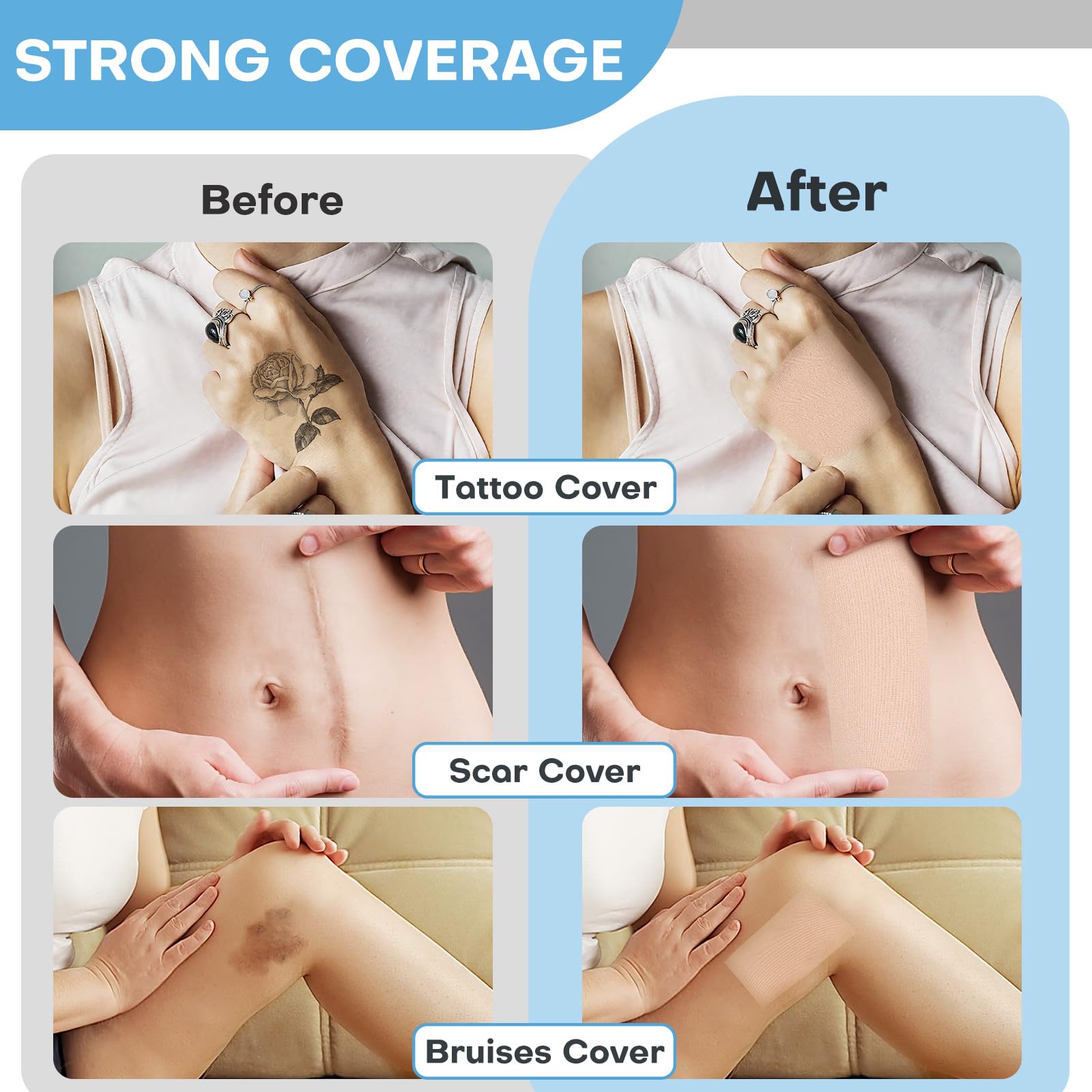 Udefineit cuttable tattoo cover tape shapes to fit curves and edges.