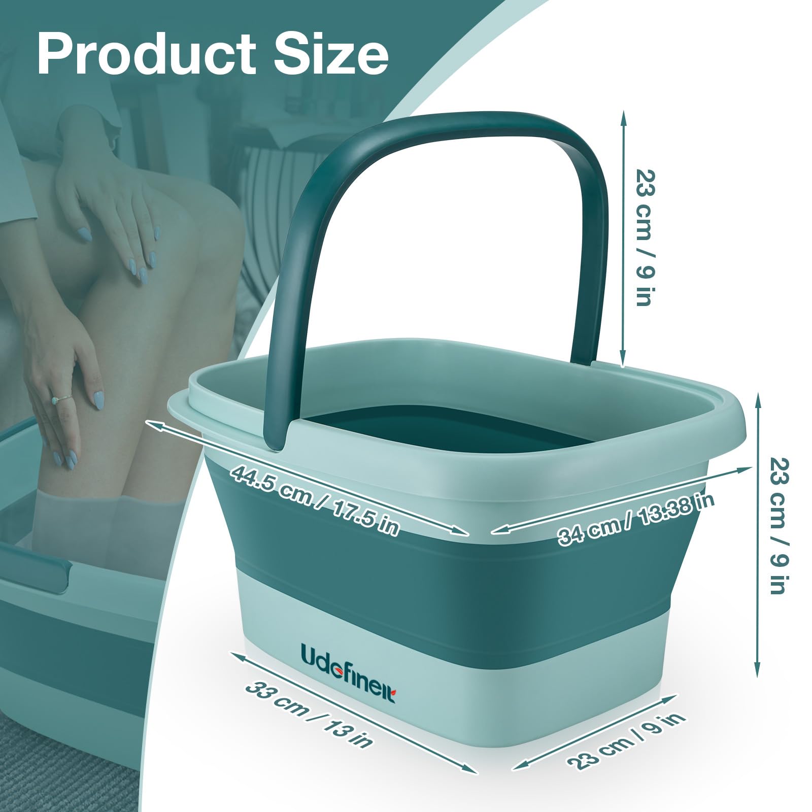 Udefineit foot bath basin sturdy handle for easy carry indoors or outdoors.