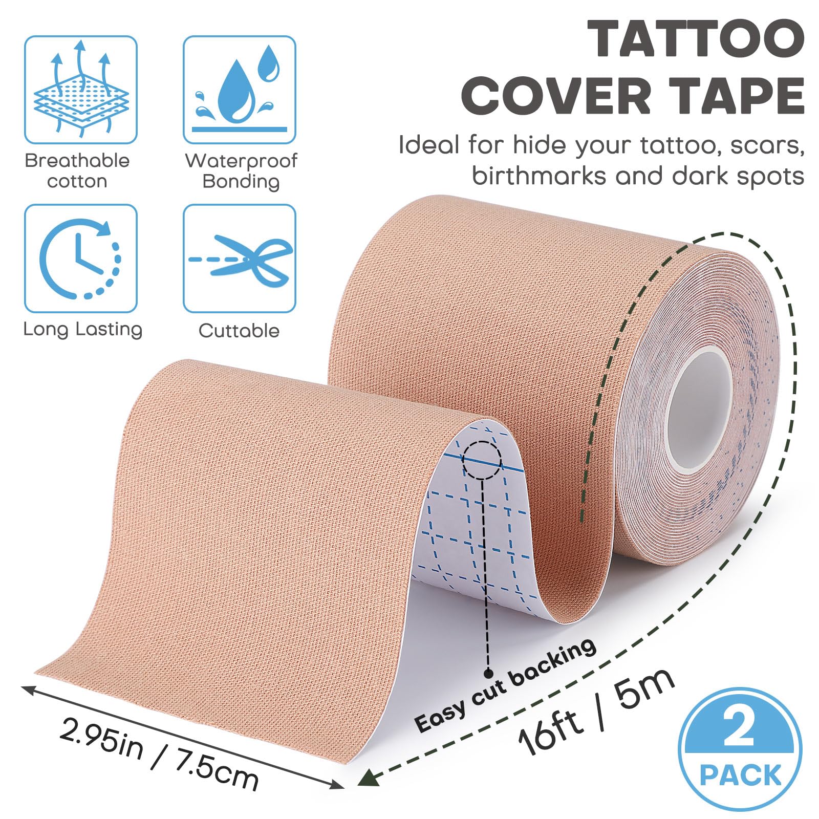Udefineit tattoo cover tape wide coverage blends skin tone seamlessly.