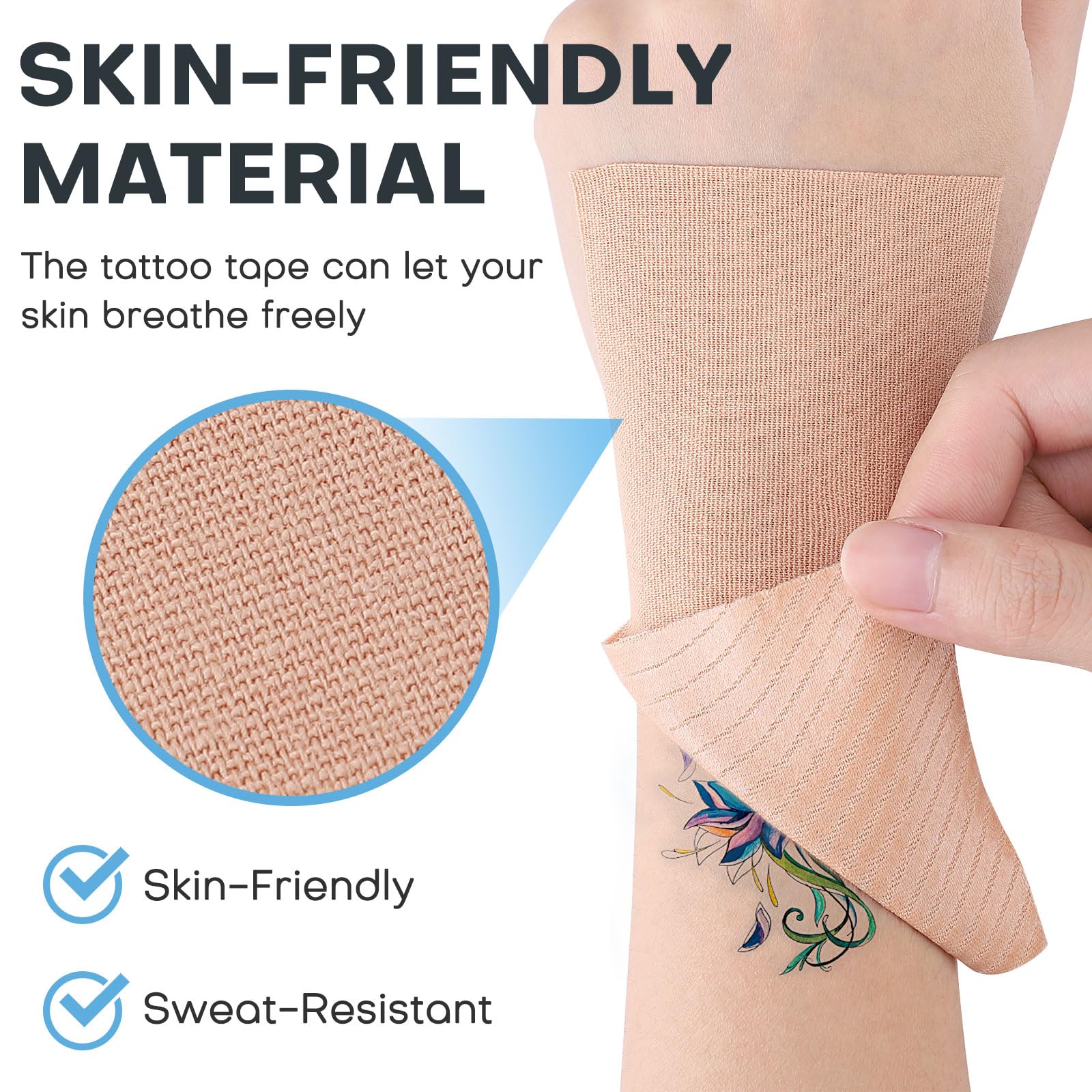 Udefineit water resistant tattoo cover tape stays in place during activities.