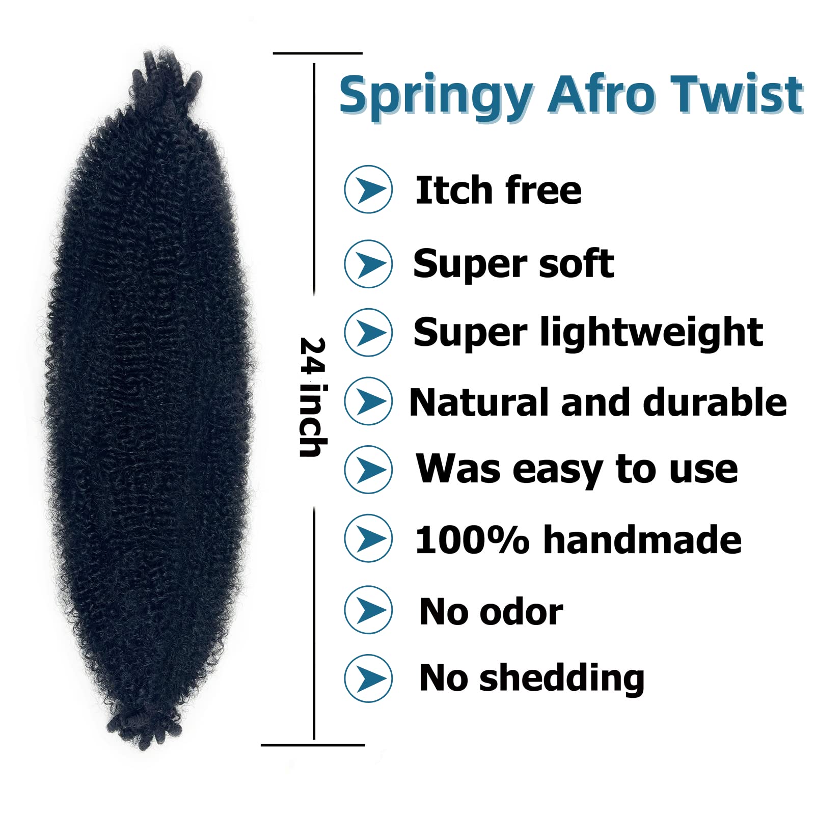 Udinese Springy Afro Twist Hair 24in ready for crochet installations