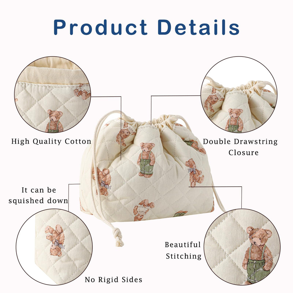 uekeboag Coquette aesthetic travel bag white bear detail adds stylish flair.
