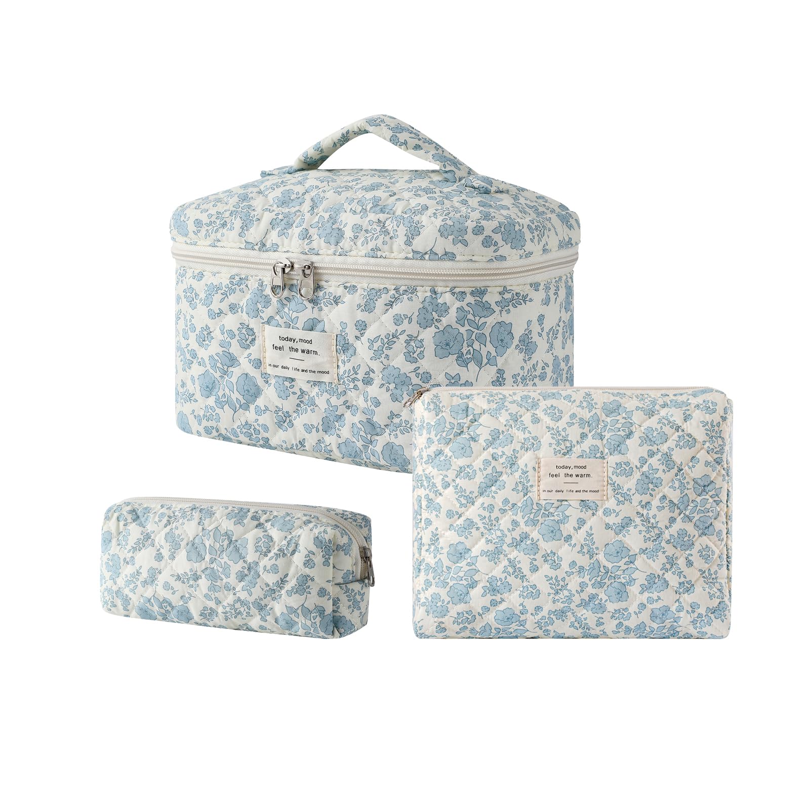 uekeboag large floral quilted makeup bag keeps cosmetics organized during travel