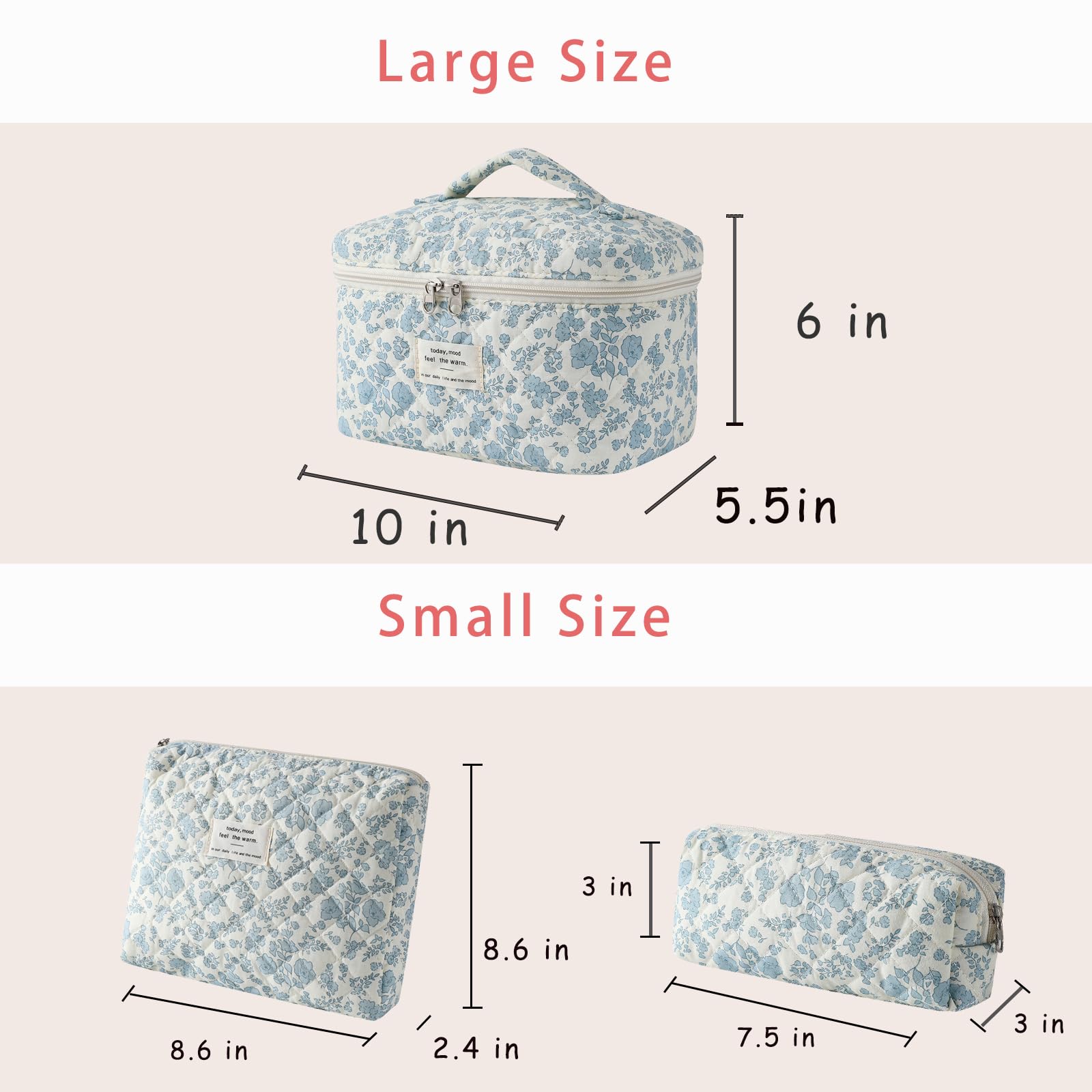uekeboag medium floral quilted bag holds brushes and essentials for daily use