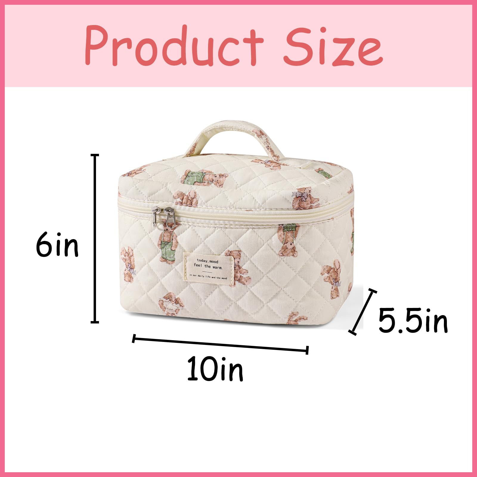 uekeboag makeup bag front shows floral design, a stylish cosmetic bag for daily routines