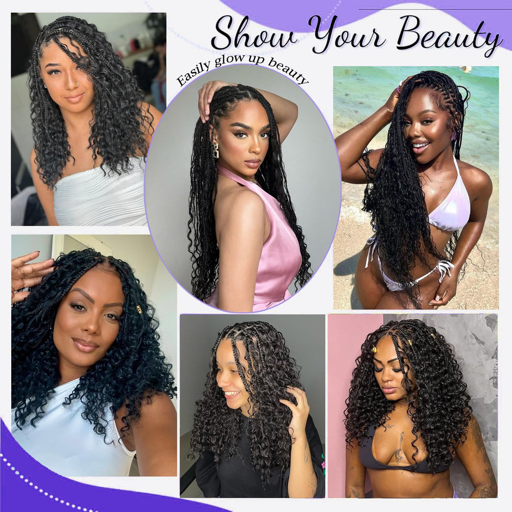 UENOKIPS Goddess Box Braids 14in natural-looking hair extension on model