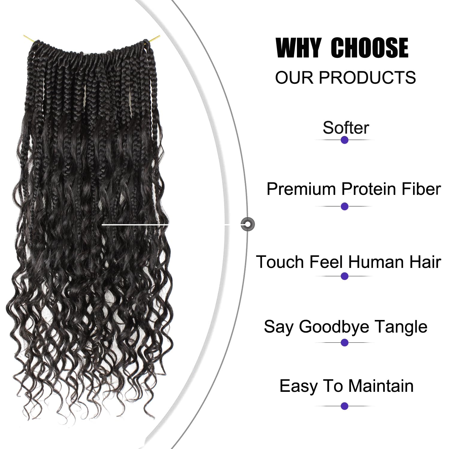 UENOKIPS Goddess Box Braids 14in pre-looped installation for quick braiding