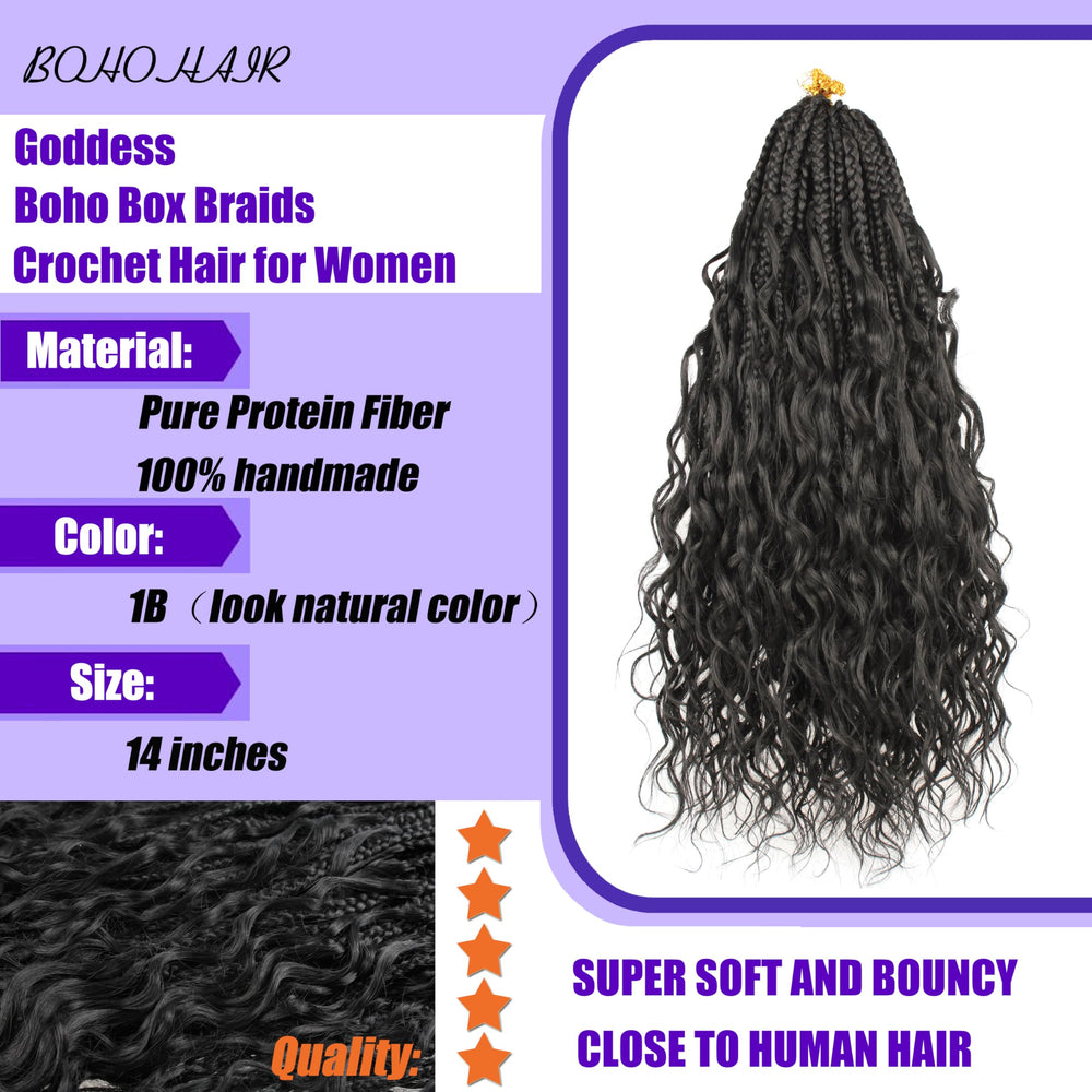 UENOKIPS Goddess Box Braids 14in silky-soft texture under lighting