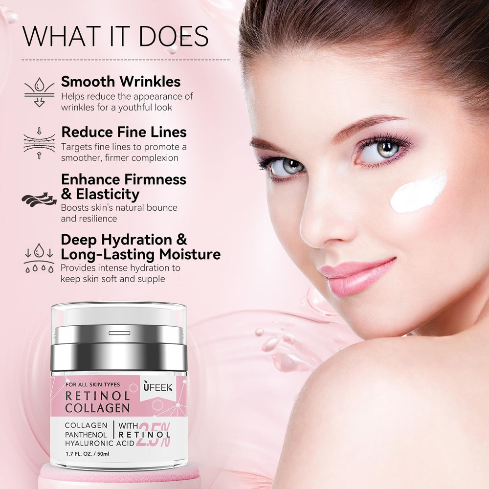 UFEEK silky texture close-up highlights fast absorption without a greasy feel.
