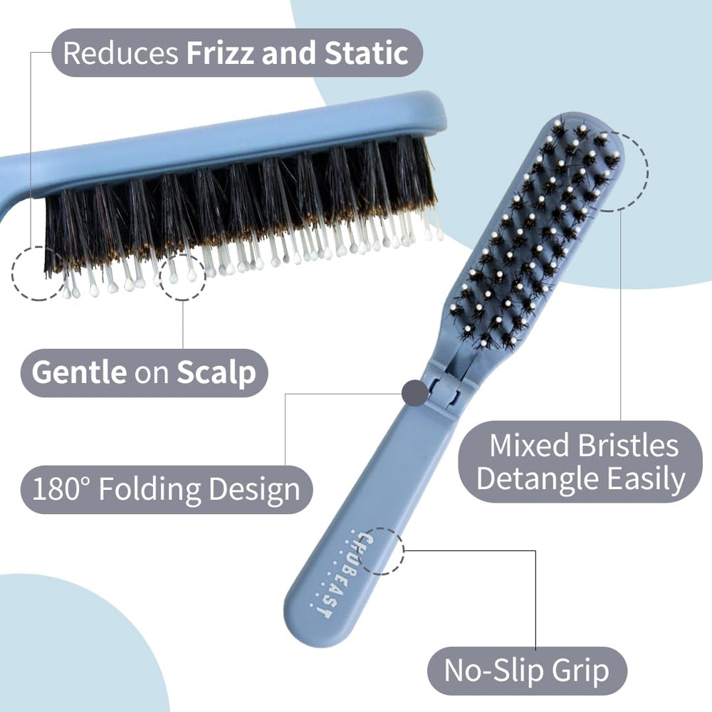 Uffy MiniPop dual-bristle close-up highlights gentle detangling.