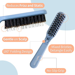 Uffy MiniPop dual-bristle close-up showing gentle detangling