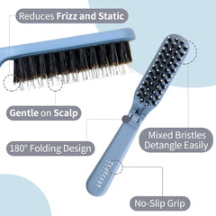 Uffy MiniPop dual-bristle close-up highlights gentle detangling.
