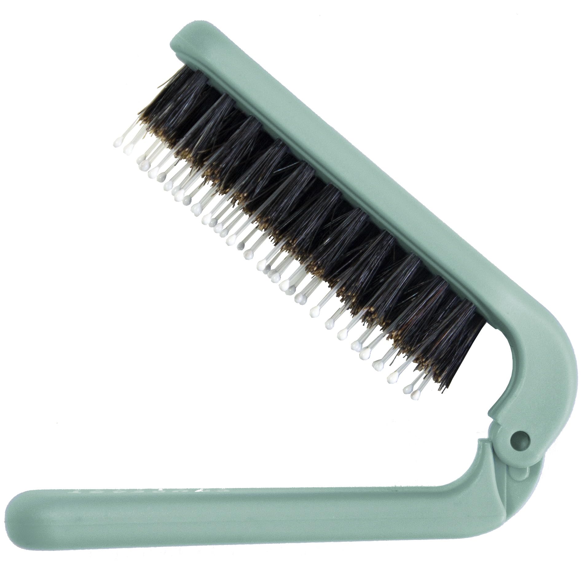 Uffy MiniPop travel brush folded for ultra-compact on-the-go styling