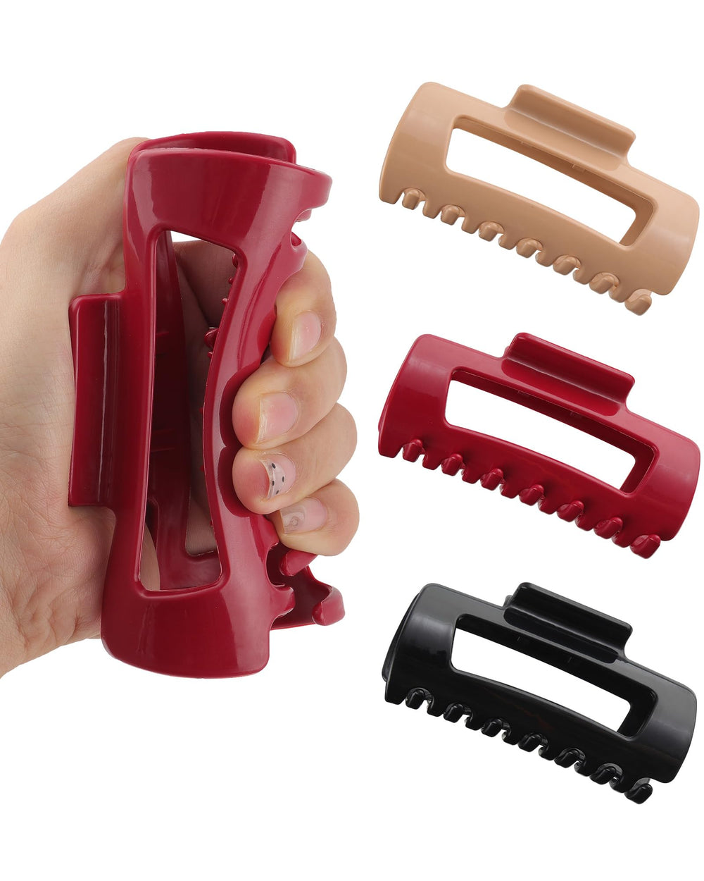 Ufgin silicone flexible hair clip red shows soft grip for all hair types