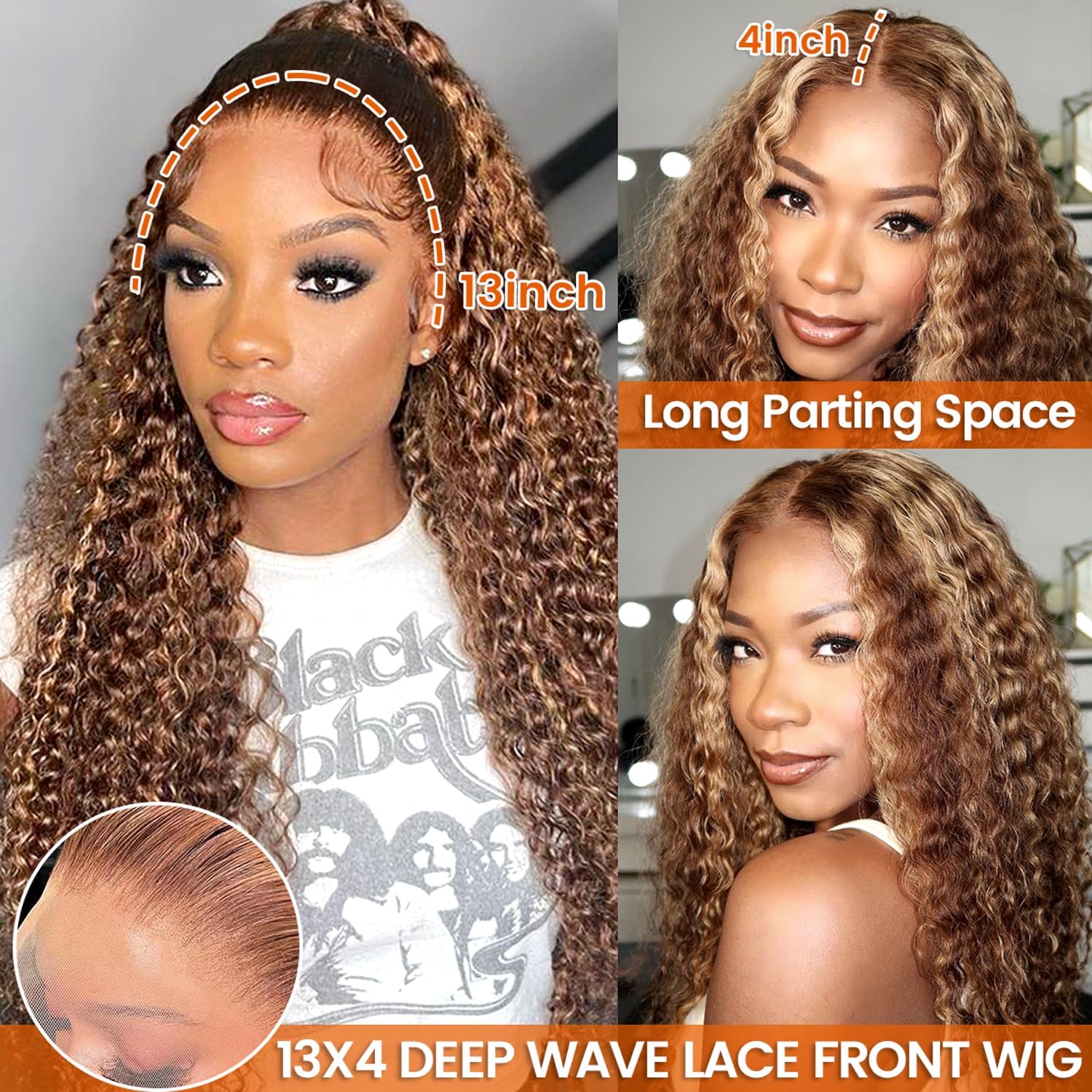 UFHUFH honey blonde wig highlight close-up reveals natural color and shine