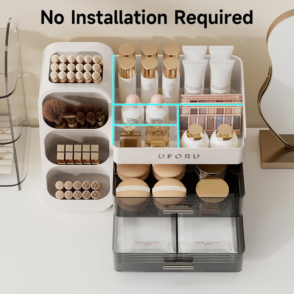 UFORU countertop skincare organizer waterproof design cleans easily after daily use.