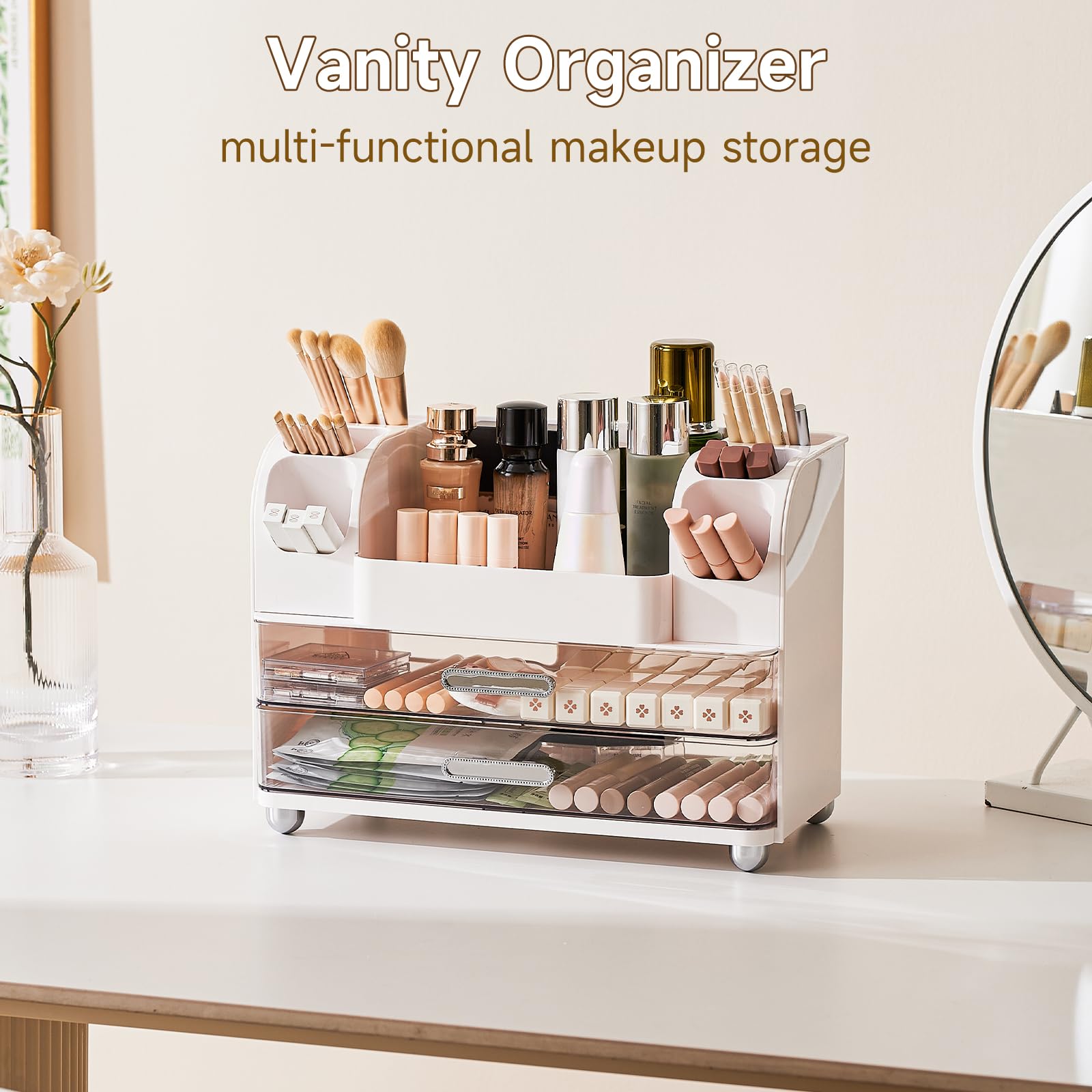 UFORU makeup organizer easy to clean design is wipeable with a damp cloth.