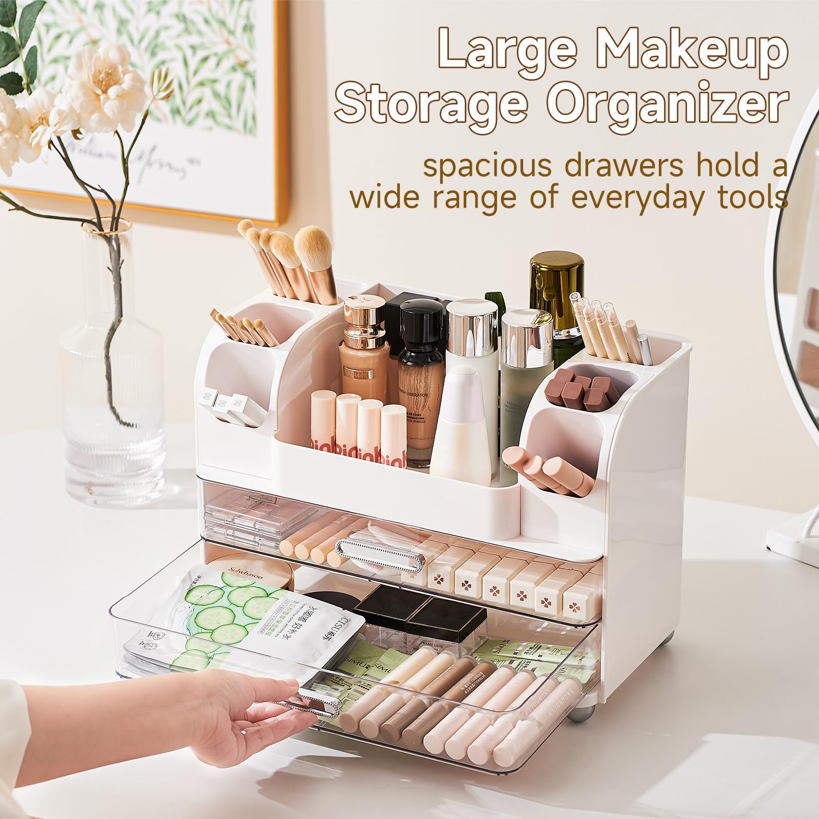 UFORU organizer supports multi-purpose storage for cosmetics skincare perfumes or office supplies.